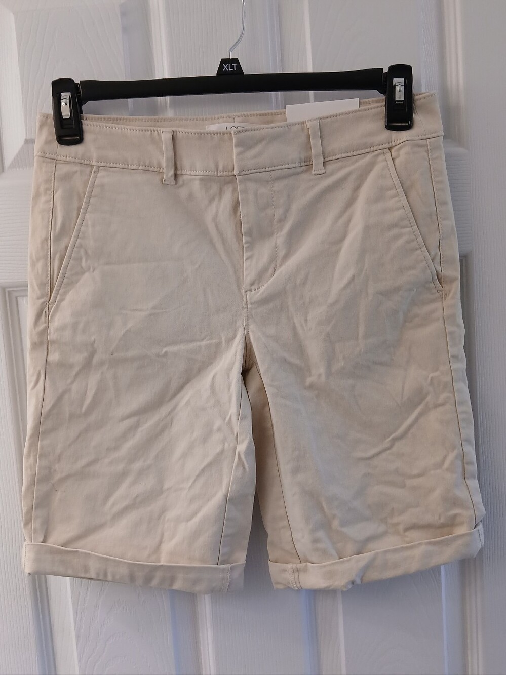 LOFT Light Khaki Tan Cotton Twill Roll Cuff Bermuda Shorts Size 4